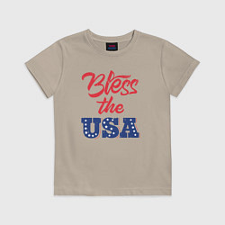 Футболка хлопковая детская Bless the USA, цвет: миндальный