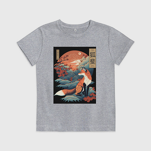 Детская футболка Лиса в японском стиле / Меланж – фото 1