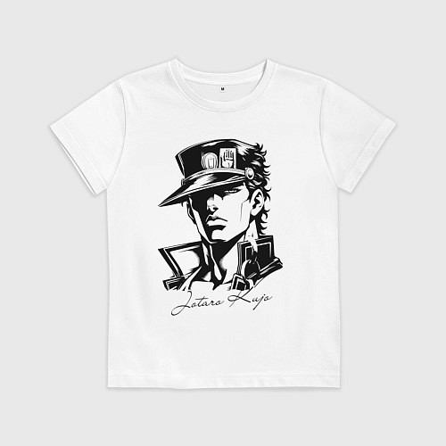 Детская футболка Jotaro Kujo - anime ai art / Белый – фото 1