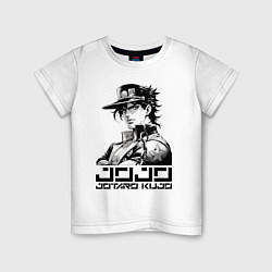 Футболка хлопковая детская Jotaro Kujo - jojo ai art, цвет: белый