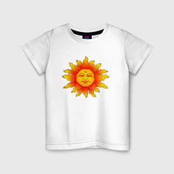 Футболка хлопковая детская Огненное солнце, цвет: белый