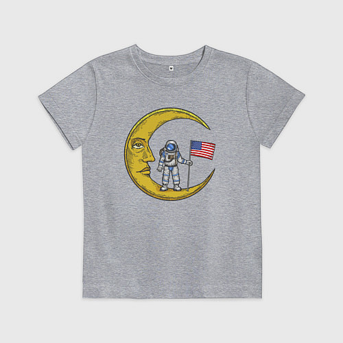 Детская футболка USA on the moon / Меланж – фото 1