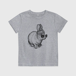 Футболка хлопковая детская Стильный зайчишка, цвет: меланж