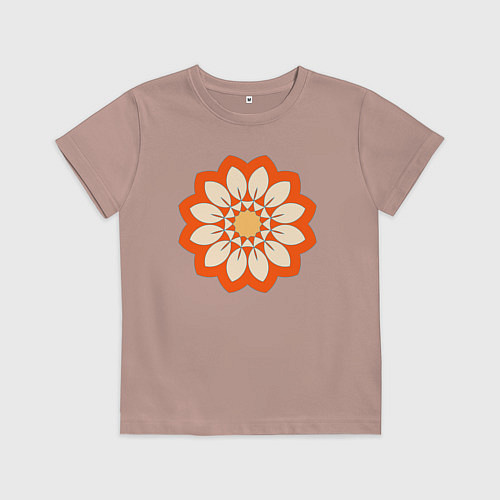 Детская футболка Мандала оранжевый цветок / Пыльно-розовый – фото 1