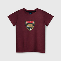 Футболка хлопковая детская Florida Panthers NHL, цвет: меланж-бордовый