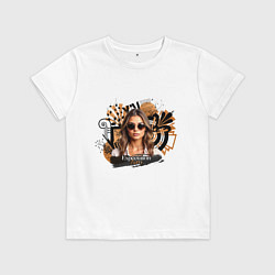 Футболка хлопковая детская Expectation Zero - девушка в очках, цвет: белый
