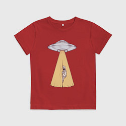 Футболка хлопковая детская Космос за занавесом, цвет: красный