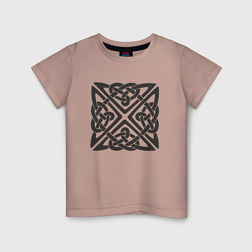 Детская футболка Квадратный кельтский черный узор / Пыльно-розовый – фото 1
