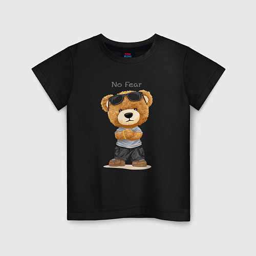 Детская футболка Плюшевый медвежонок - бесстрашный / Черный – фото 1