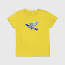 Детская футболка Летящий голубь и ночной город с двойной экспозицие