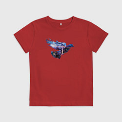 Футболка хлопковая детская Голубь с ночным городом внутри, цвет: красный