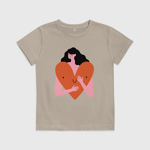 Детская футболка Heart girl / Миндальный – фото 1