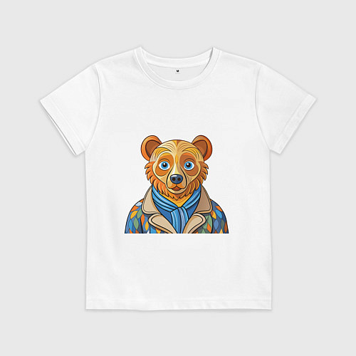 Детская футболка Медведь в стиле Ван Гога / Белый – фото 1