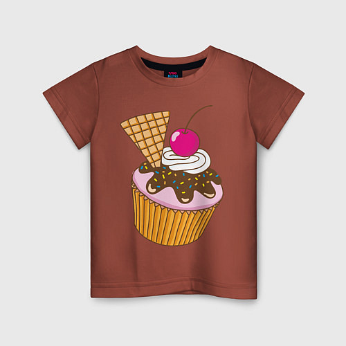 Детская футболка Кекс с вишней / Кирпичный – фото 1