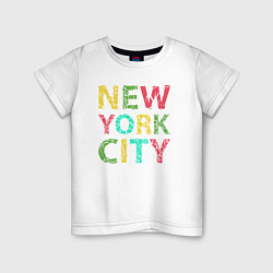 Футболка хлопковая детская New York city colors, цвет: белый