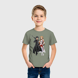 Футболка хлопковая детская Мечники Кадзуто Киригая, цвет: авокадо — фото 2