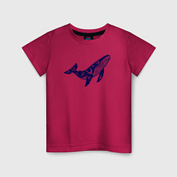 Футболка хлопковая детская Space whale, цвет: маджента