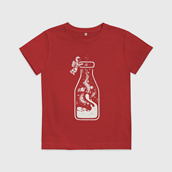 Футболка хлопковая детская Космос в бутылочке, цвет: красный