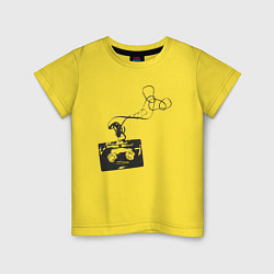 Футболка хлопковая детская Кассетная лента, цвет: желтый