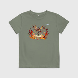 Футболка хлопковая детская Дэхья из Геншин Импакт, цвет: авокадо