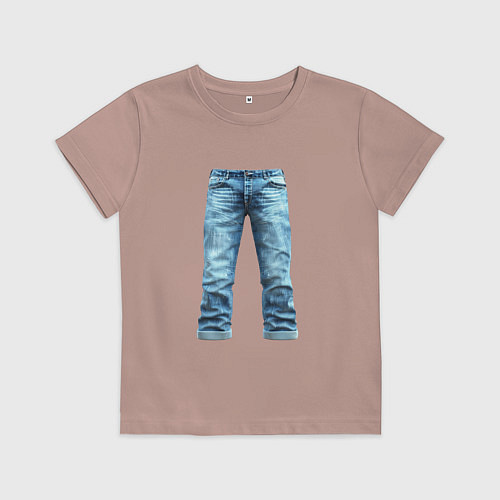 Детская футболка Джинсы штаны jeans / Пыльно-розовый – фото 1
