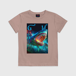 Футболка хлопковая детская Great white space shark - ai art, цвет: пыльно-розовый