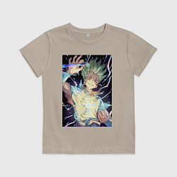 Футболка хлопковая детская Сэнку Исигами, цвет: миндальный