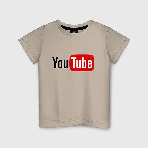 Детская футболка You tube logo / Миндальный – фото 1