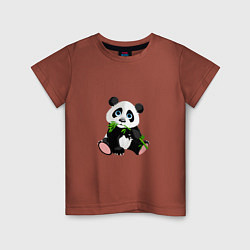 Футболка хлопковая детская Красивый медведь панда, цвет: кирпичный