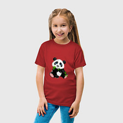 Футболка хлопковая детская Красивый медведь панда, цвет: красный — фото 2