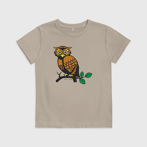 Детская футболка Сова на дереве / Миндальный – фото 1
