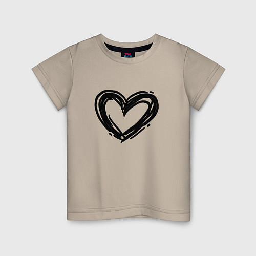 Детская футболка Черное сердце / Миндальный – фото 1