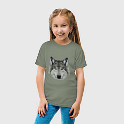 Футболка хлопковая детская Классный красивый волк, цвет: авокадо — фото 2
