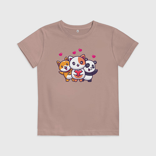 Детская футболка Любимые питомцы / Пыльно-розовый – фото 1