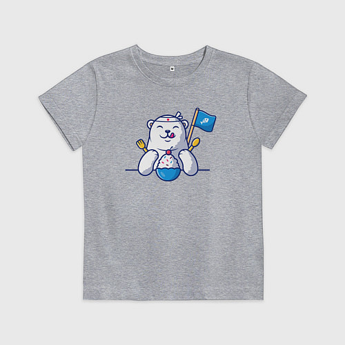 Детская футболка Белый медведь и мороженое / Меланж – фото 1