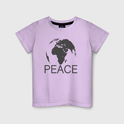 Футболка хлопковая детская Peace the world, цвет: лаванда