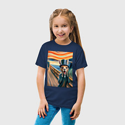 Футболка хлопковая детская Кенгуру кричит - мем нейросеть, цвет: тёмно-синий — фото 2