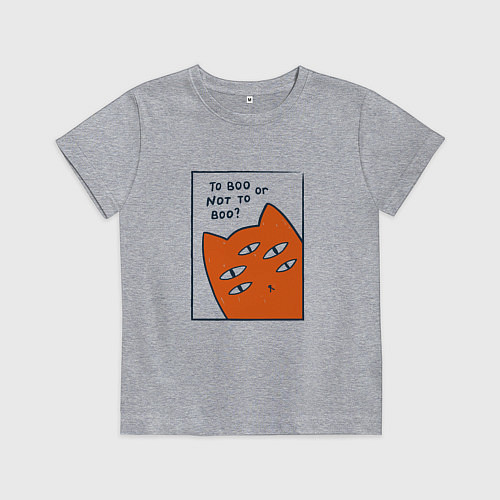 Детская футболка Кот на хэллоуин пугать или не пугать / Меланж – фото 1
