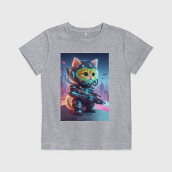 Футболка хлопковая детская Cool kitten - special cyberforces, цвет: меланж