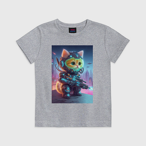 Детская футболка Cool kitten - special cyberforces / Меланж – фото 1