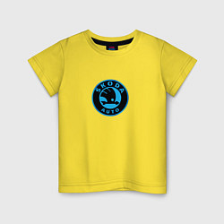 Футболка хлопковая детская Skoda logo blue, цвет: желтый