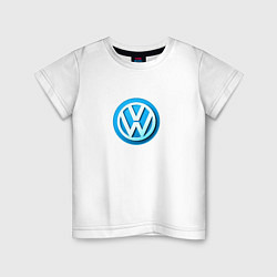 Футболка хлопковая детская Volkswagen logo blue, цвет: белый