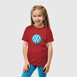 Футболка хлопковая детская Volkswagen logo blue, цвет: красный — фото 2