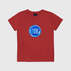Футболка хлопковая детская FIAT logo blue, цвет: красный