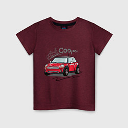 Футболка хлопковая детская Mini Cooper, цвет: меланж-бордовый