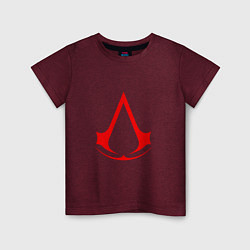 Футболка хлопковая детская Red logo of assassins, цвет: меланж-бордовый