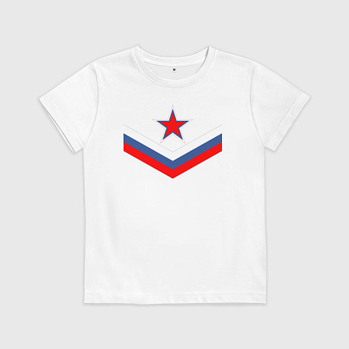Детская футболка Звезда и российский флаг / Белый – фото 1