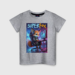 Футболка хлопковая детская Super fox gamer - ai art fantasy, цвет: меланж