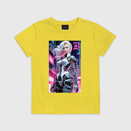 Детская футболка Pretty Barbie blond - cyberpunk ai art / Желтый – фото 1