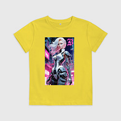 Футболка хлопковая детская Pretty Barbie blond - cyberpunk ai art, цвет: желтый